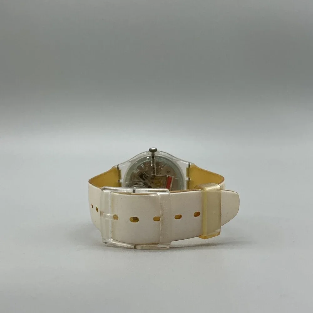 Vintage Swatch Mens Watch 34mm GK733 Case White Day Date New Battery